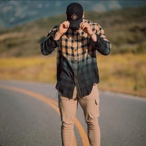 RAWGEAR Mens plaid ombre shirt